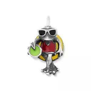 Enamel Party Frog Charm in Sterling Silver