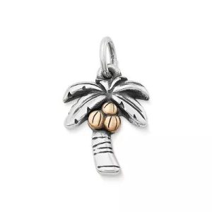 Tropical Palm Tree Charm in Sterling Silver and Bronze