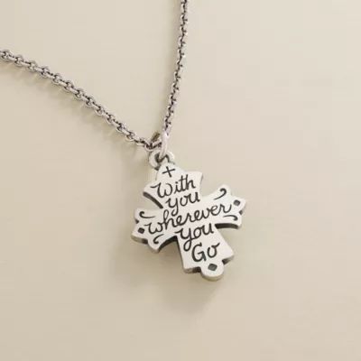 With You Wherever You Go Cross Charm in Sterling Silver or 14K Yellow Gold - Image 2