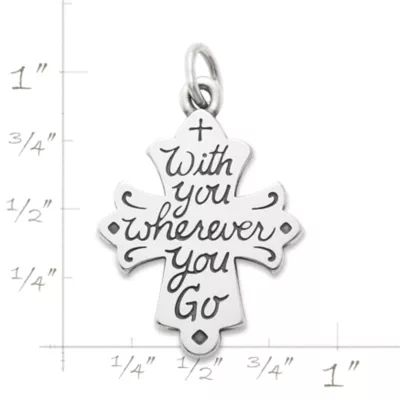 With You Wherever You Go Cross Charm in Sterling Silver or 14K Yellow Gold - Image 4