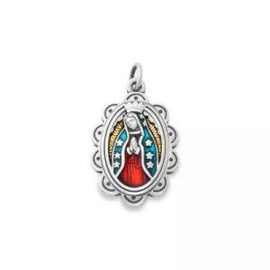 Enamel Virgin of Guadalupe Charm in Sterling Silver