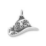 Floral Cowgirl Hat Charm in Sterling Silver