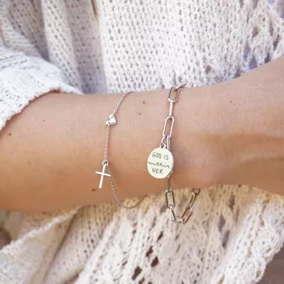 Faith and Love Link Bracelet in Sterling Silver - Image 5