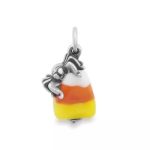 Sweet and Spooky Halloween Art Glass Charm in Sterling Silver