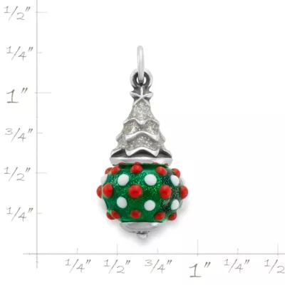 Enamel Glitter Christmas Tree Art Glass Charm in Sterling Silver - Image 3