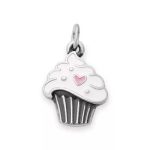 Enamel Sweetheart Cupcake Charm in Sterling Silver