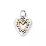 Petite Framed Heart Charm in Sterling Silver and Bronze