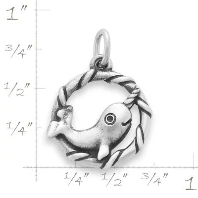 Happy Narwhal Charm in Sterling Silver - Image 5