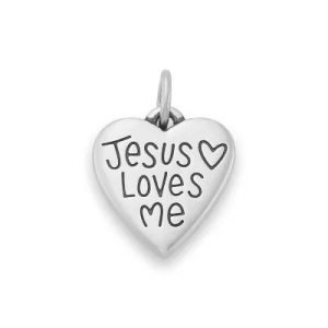 Jesus Love Me Charm in Sterling Silver