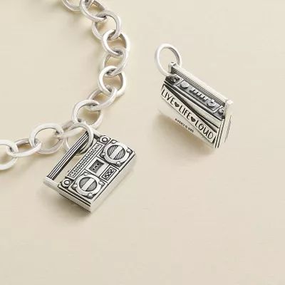 Live Life Loud Boombox Charm in Sterling Silver - Image 3