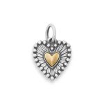 Shining Heart Charm in Sterling Silver and 14K Yellow Gold