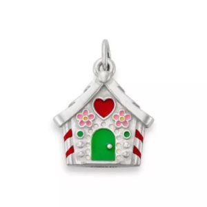 Enamel Gingerbread House Charm in Sterling Silver