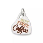Enamel But First Coffee Charm in Sterling Silver