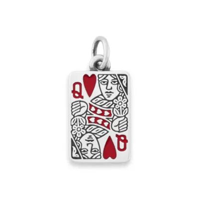 Enamel Queen of Hearts Charm in Sterling Silver