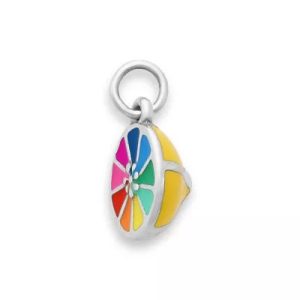 Enamel Colorful Lemon Twist Charm in Sterling Silver