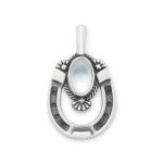 Western Horseshoe Gemstone Pendant in Sterling Silver