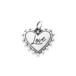 Beaded Heart Love Charm in Sterling Silver