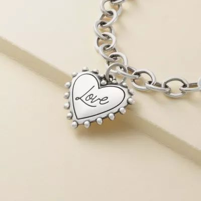 Beaded Heart Love Charm in Sterling Silver - Image 2