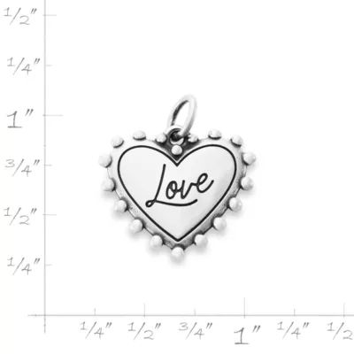 Beaded Heart Love Charm in Sterling Silver - Image 4