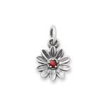 Floral Gemstone Charm in Sterling Silver