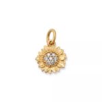 Pave Diamond Sunflower Pendant in 14K Yellow Gold