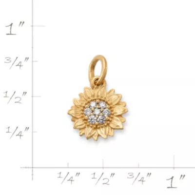 Pave Diamond Sunflower Pendant in 14K Yellow Gold - Image 6