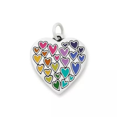 Full of Love Enamel Heart Charm in Sterling Silver