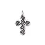 Sunflower Cross Charm in Sterling Silver