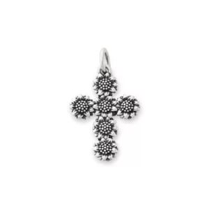 Sunflower Cross Charm in Sterling Silver