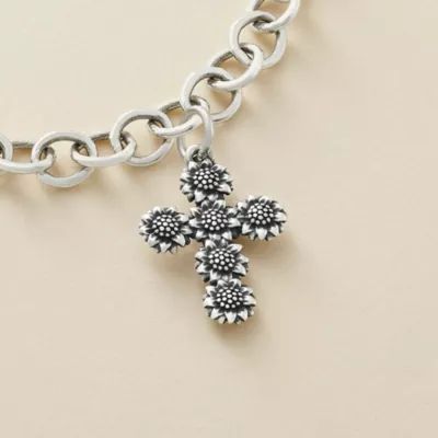 Sunflower Cross Charm in Sterling Silver - Image 3