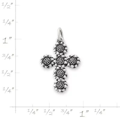 Sunflower Cross Charm in Sterling Silver - Image 6