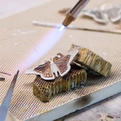 Monarch Butterfly Pendant in Sterling Silver and Bronze - Image 6