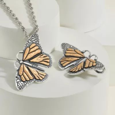Monarch Butterfly Pendant in Sterling Silver and Bronze - Image 3