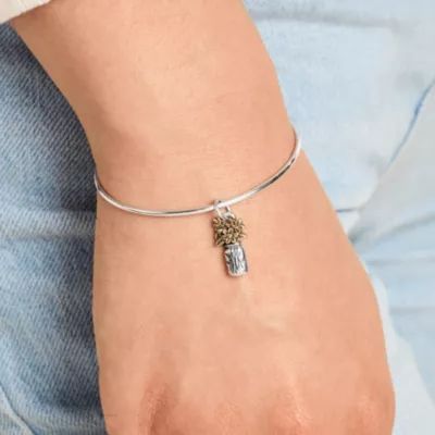 Mason Jar Bouquet Charm in Sterling Silver and Bronze - Image 3