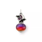 Enamel Halloween Night Art Glass Charm in Sterling Silver
