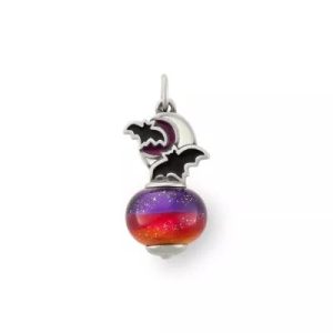 Enamel Halloween Night Art Glass Charm in Sterling Silver