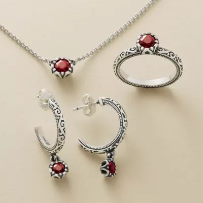 Cherished Birthstone Hoop Dangle Earrings in Sterling Silver - Image 3