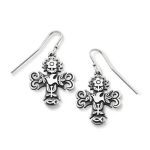 La Primavera Cross Dangle Earrings in Sterling Silver