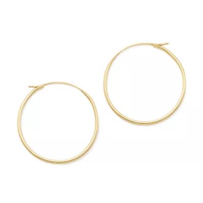 Swedged Hoop Earrings in 14K Yellow Gold