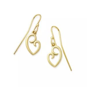 Delicate Mother's Love Dangle Earrings in 14K Yellow Gold