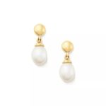 Cultured Pearl Teardrop Earrings in 14K Yellow Gold