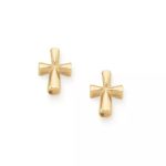 St. Teresa Cross Stud Earrings in 14K Yellow Gold