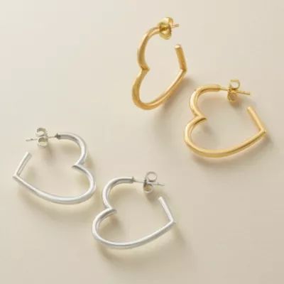 Heart Hoop Earrings in Sterling Silver - Image 2