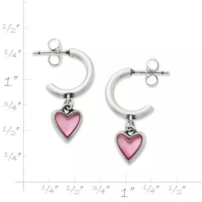 Sweetheart Gemstone Hoop Dangle Earrings in Sterling Silver - Image 6