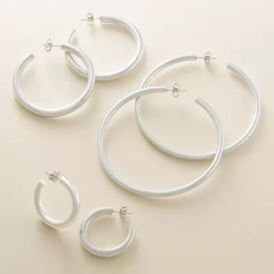 Fiesta Hoop Earrings in Sterling Silver or 14K Yellow Gold - Image 4