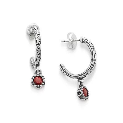 Cherished Birthstone Hoop Dangle Earrings in Sterling Silver