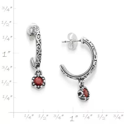 Cherished Birthstone Hoop Dangle Earrings in Sterling Silver - Image 5