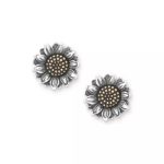 Wild Sunflower Stud Earrings in Sterling Silver and Bronze