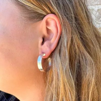 Bold Hoop Earrings in Sterling Silver or 14K Yellow Gold - Image 2