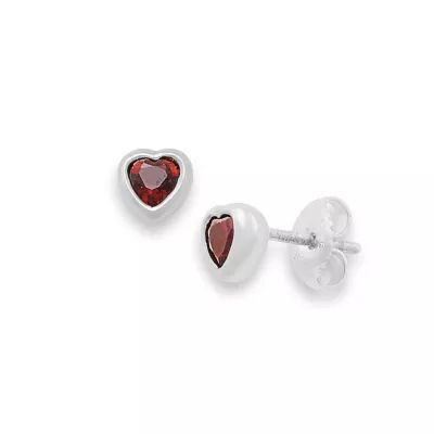 Heart Gemstone Stud Earrings in Sterling Silver - Image 3